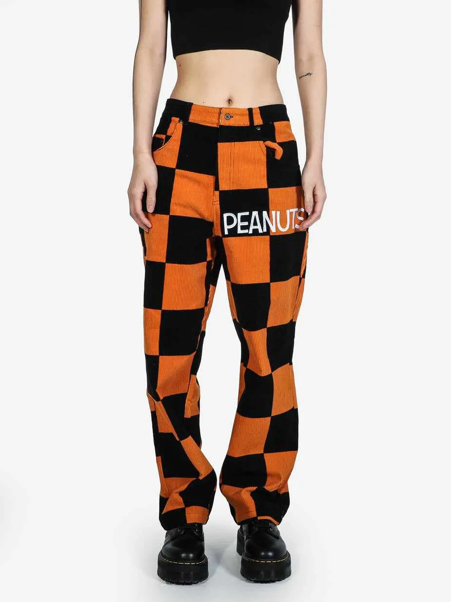 Snoopy Black & Orange Corduroy Pants