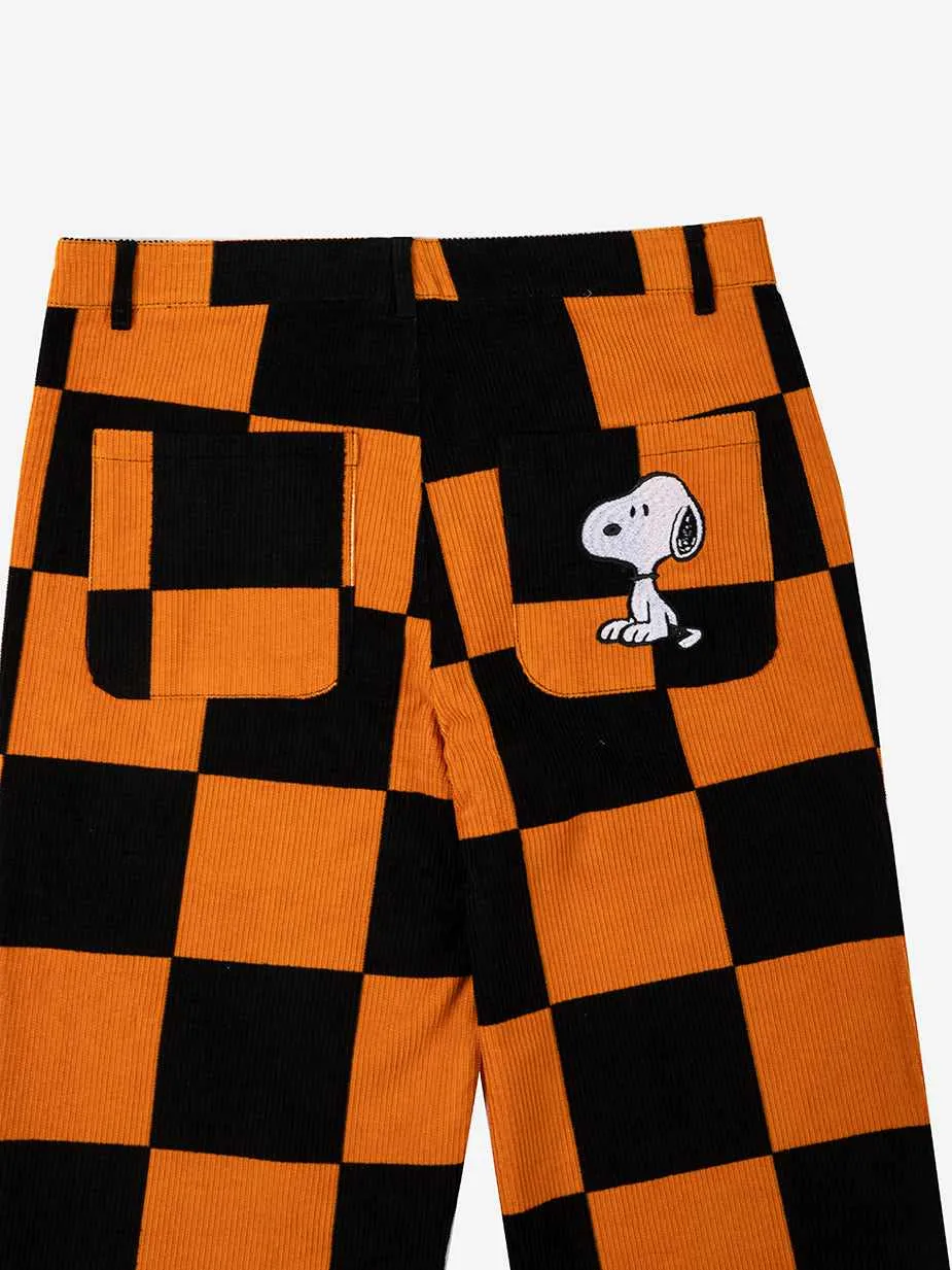 Snoopy Black & Orange Corduroy Pants