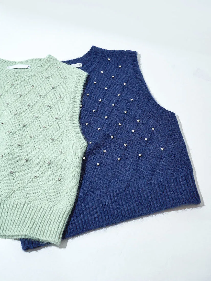 Starry Argyle Knitted Vest (2 Colours)