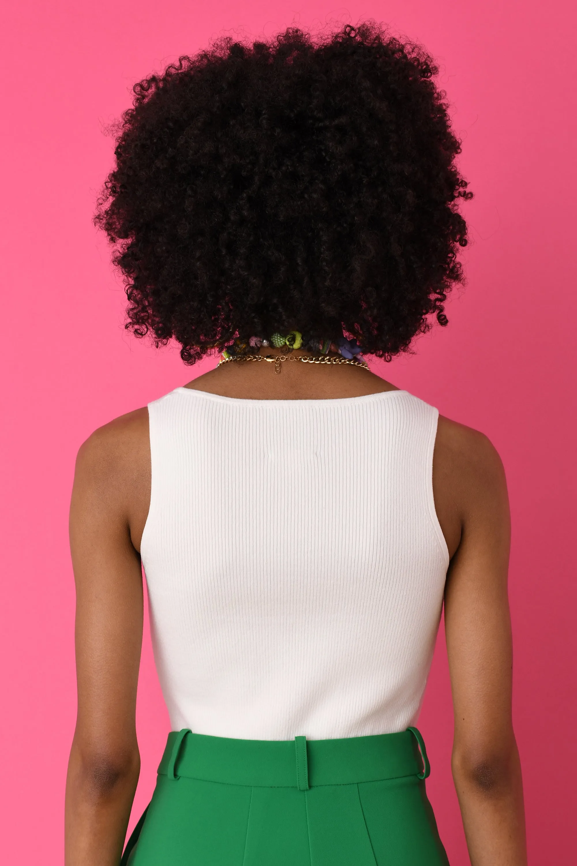 Surf White Ribbed Square Tank