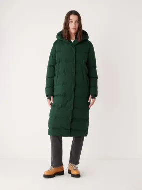 The Highland Long Puffer Coat in Forest Green