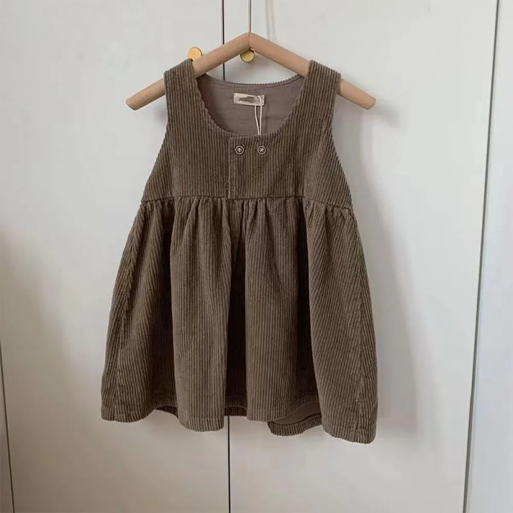 Toddler Girls Corduroy Vest Dress Wholesale Girl Dress