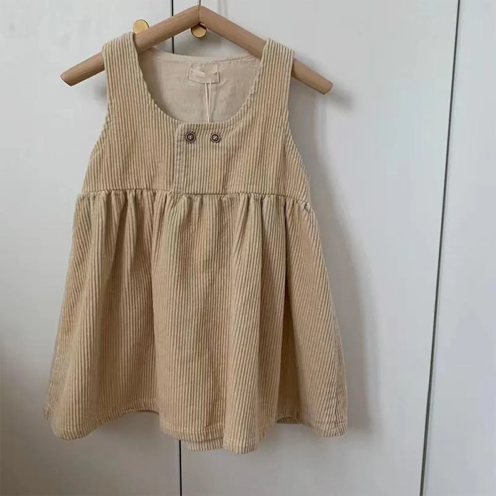 Toddler Girls Corduroy Vest Dress Wholesale Girl Dress