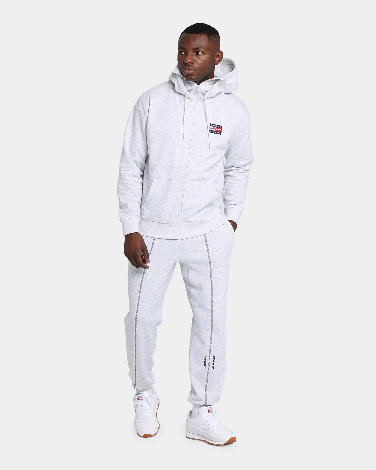 Tommy Jeans Zip-Thru Flag Hoodie Silver Grey Heather