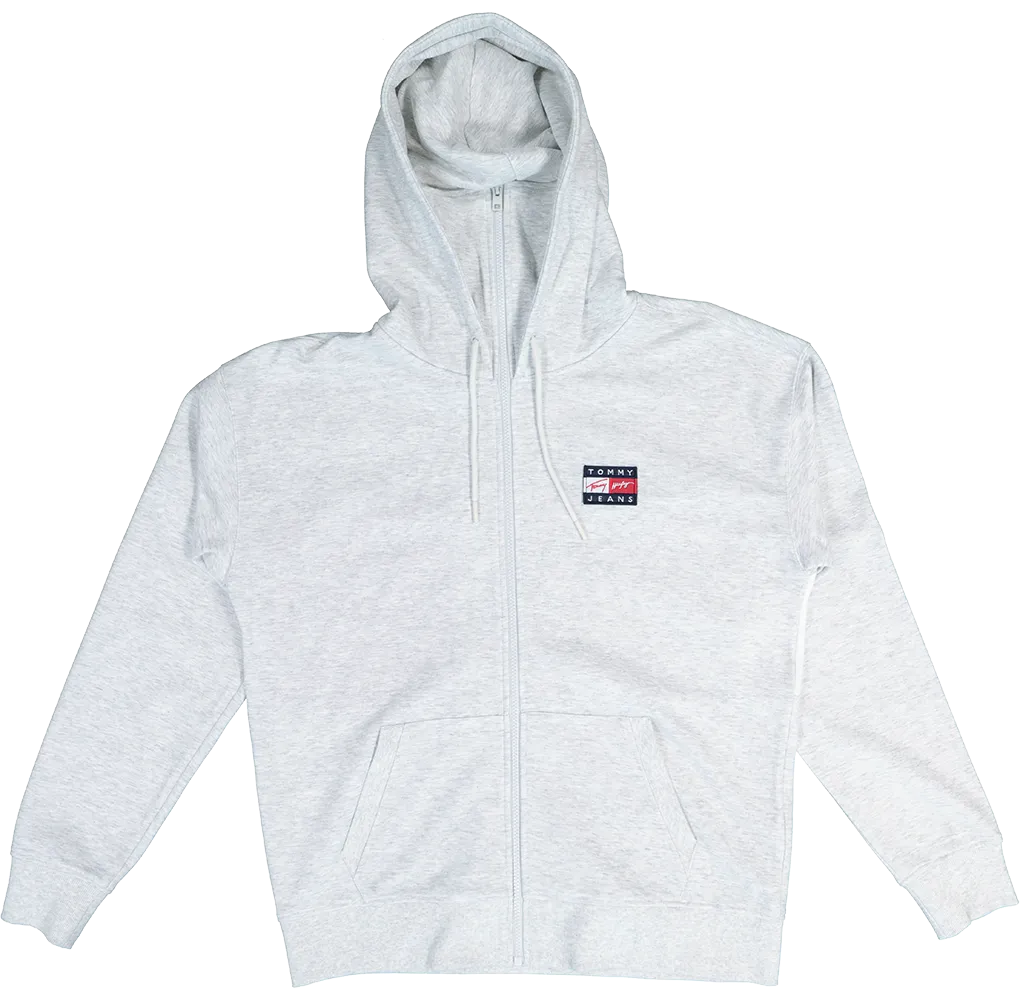 Tommy Jeans Zip-Thru Flag Hoodie Silver Grey Heather