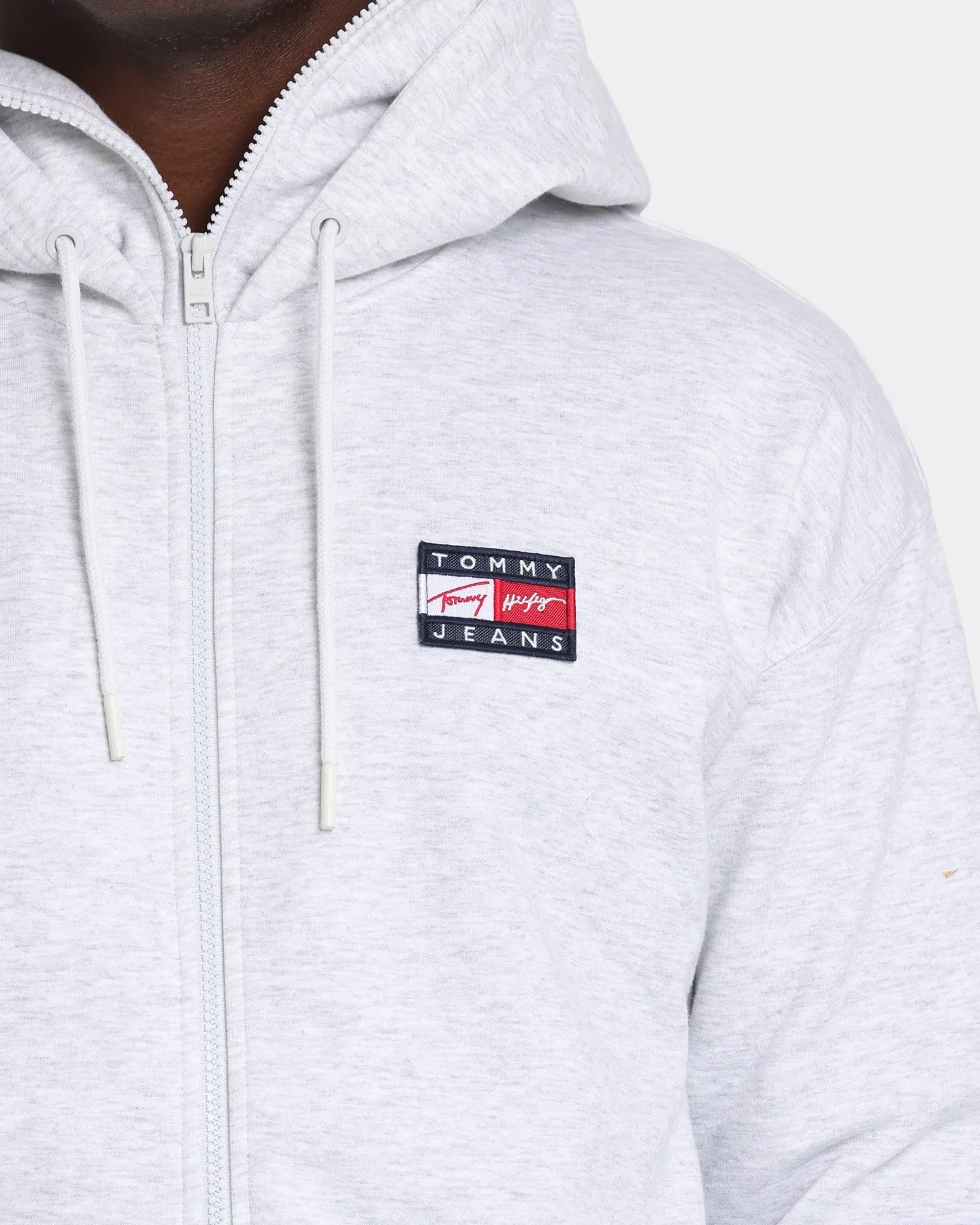 Tommy Jeans Zip-Thru Flag Hoodie Silver Grey Heather