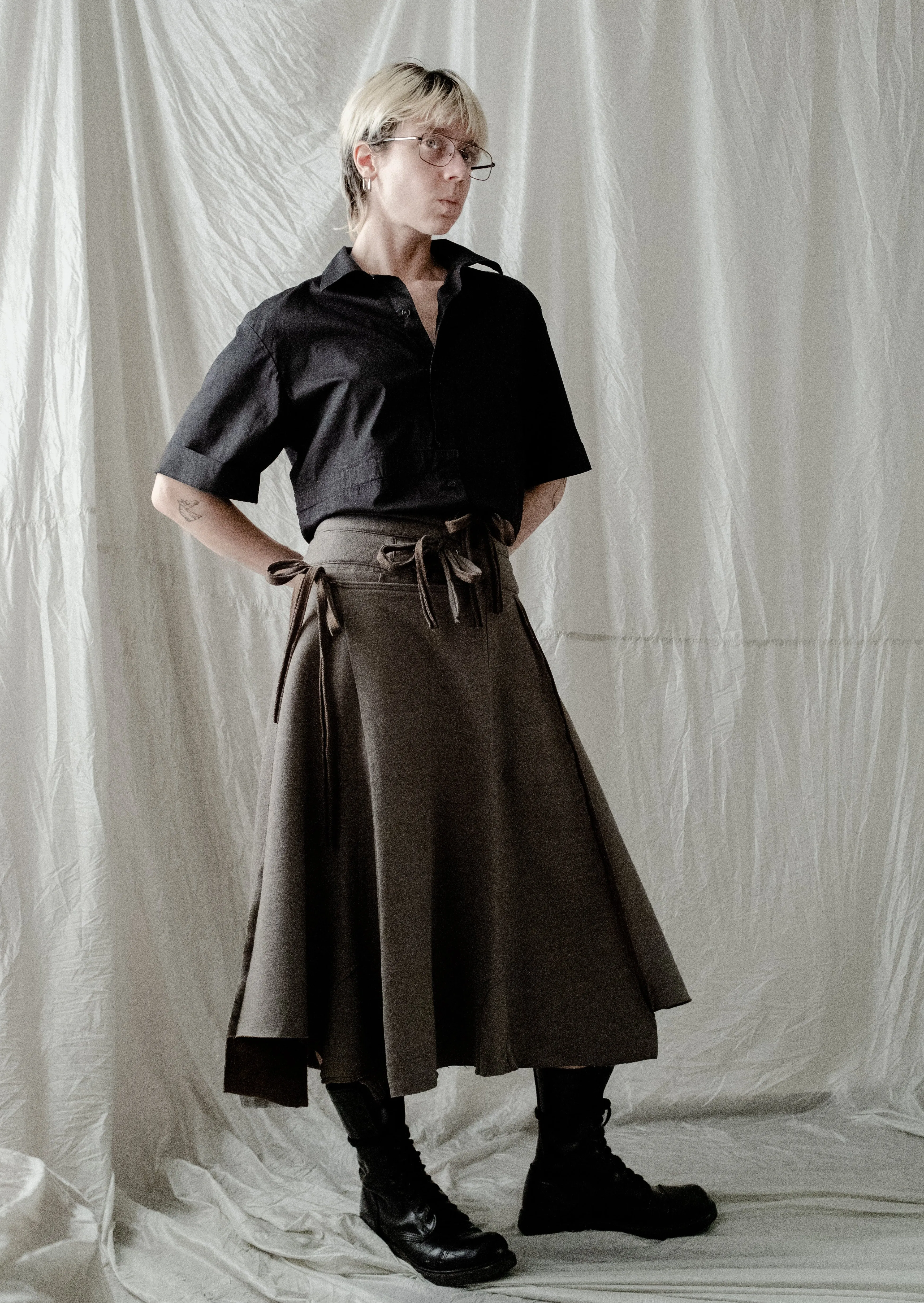 TRANSFORMED WRAP midi sweat skirt