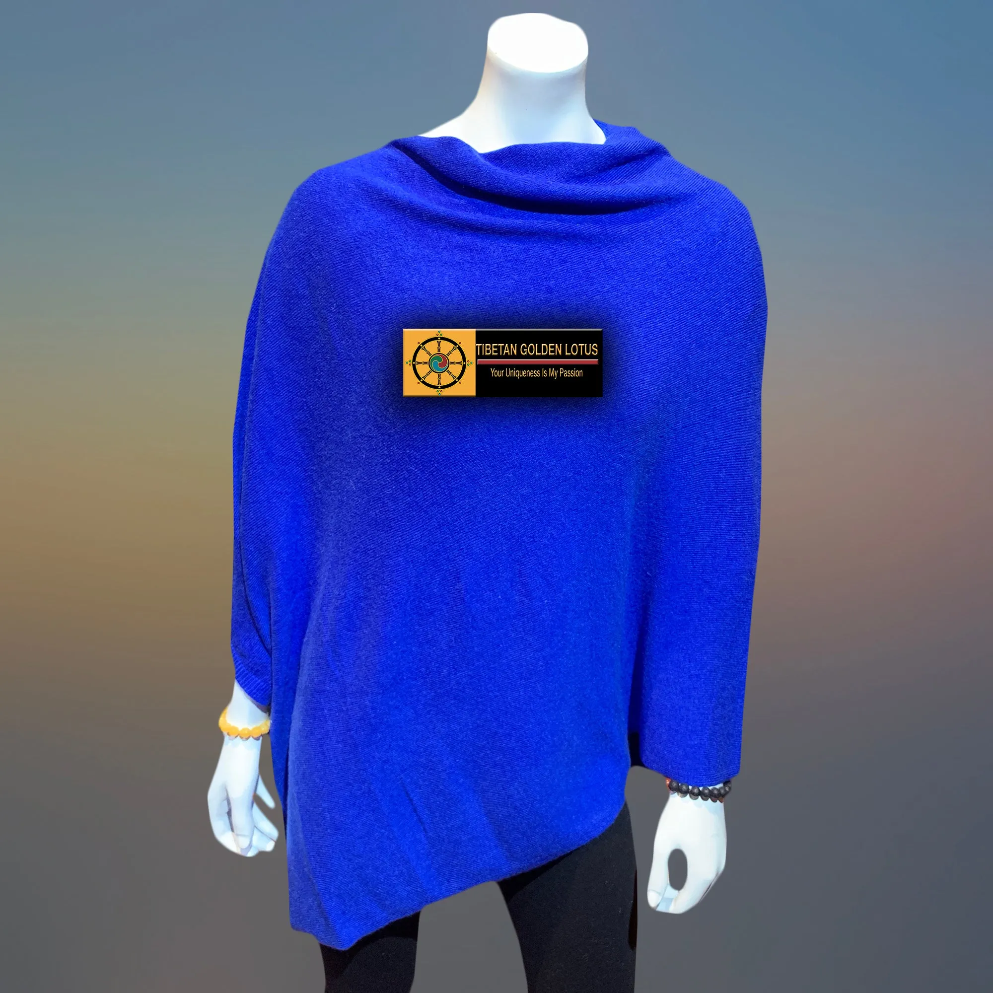 Ultramarine Boat Neck Cashmere Poncho