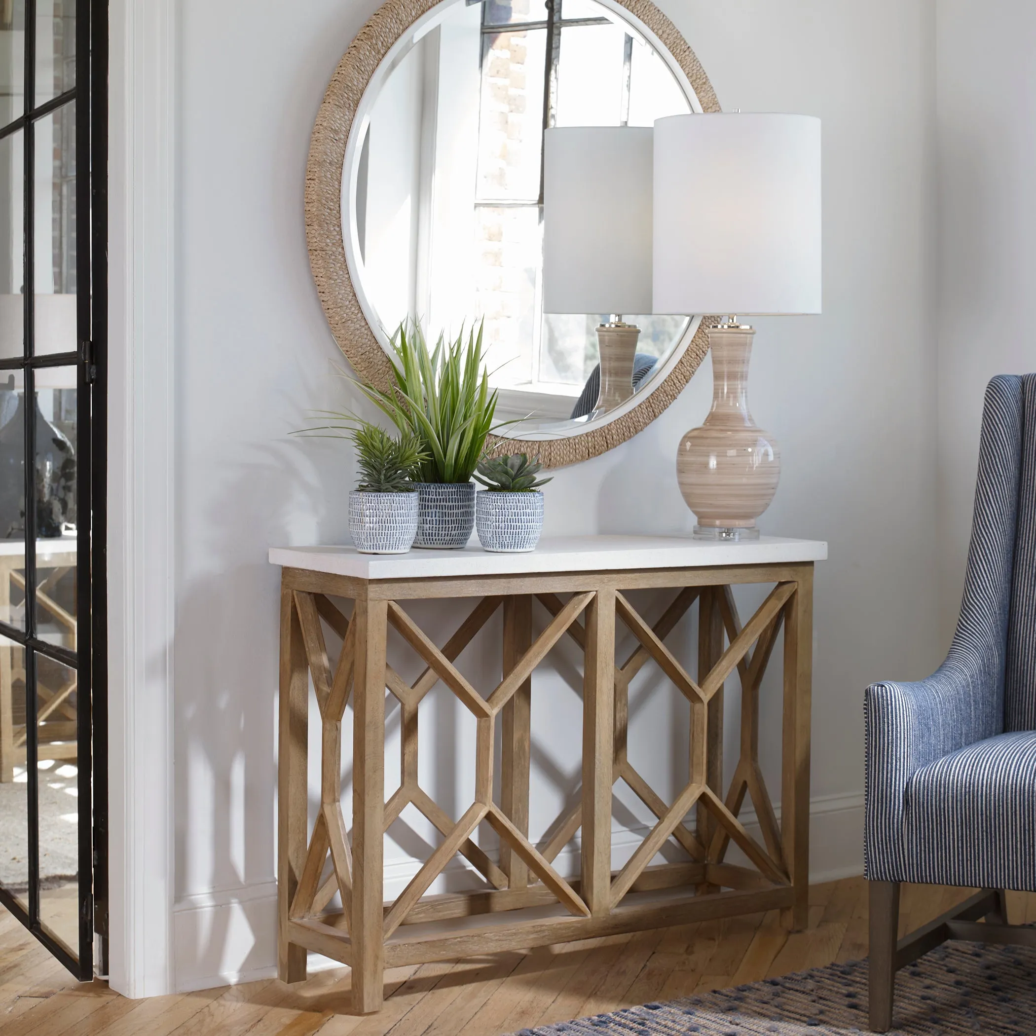 Uttermost Catali Ivory Stone Console Table