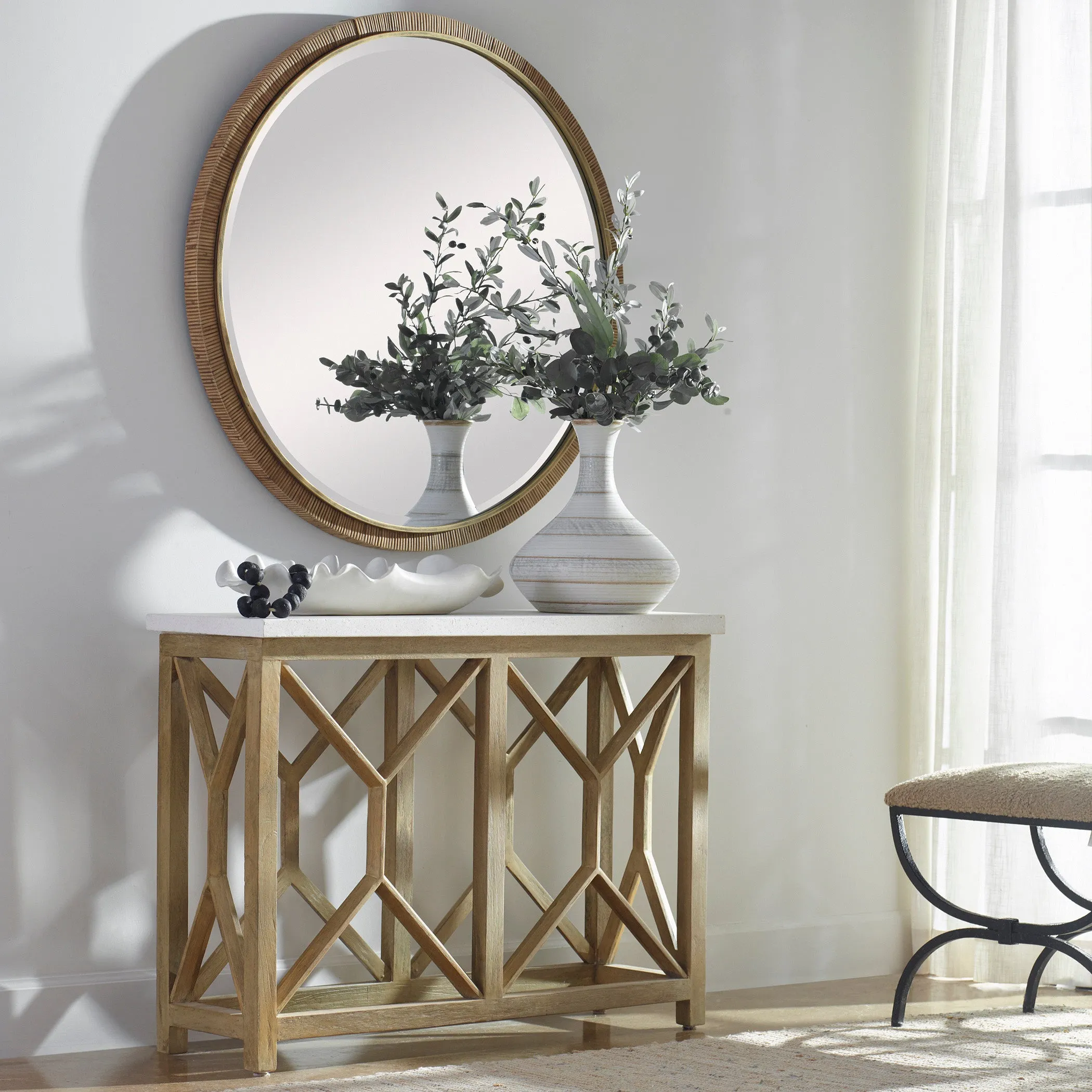 Uttermost Catali Ivory Stone Console Table