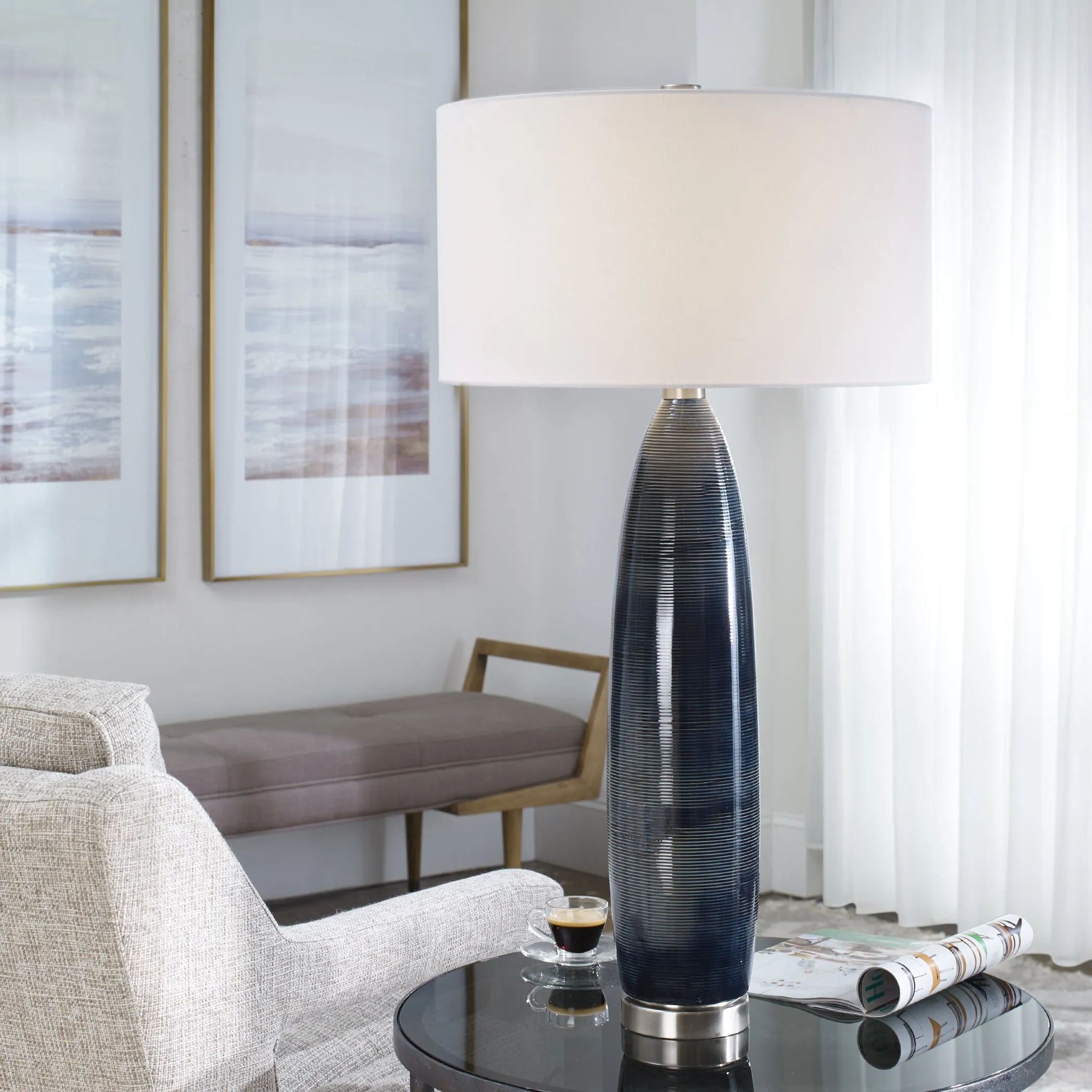 Uttermost Cullen Blue Gray Table Lamp