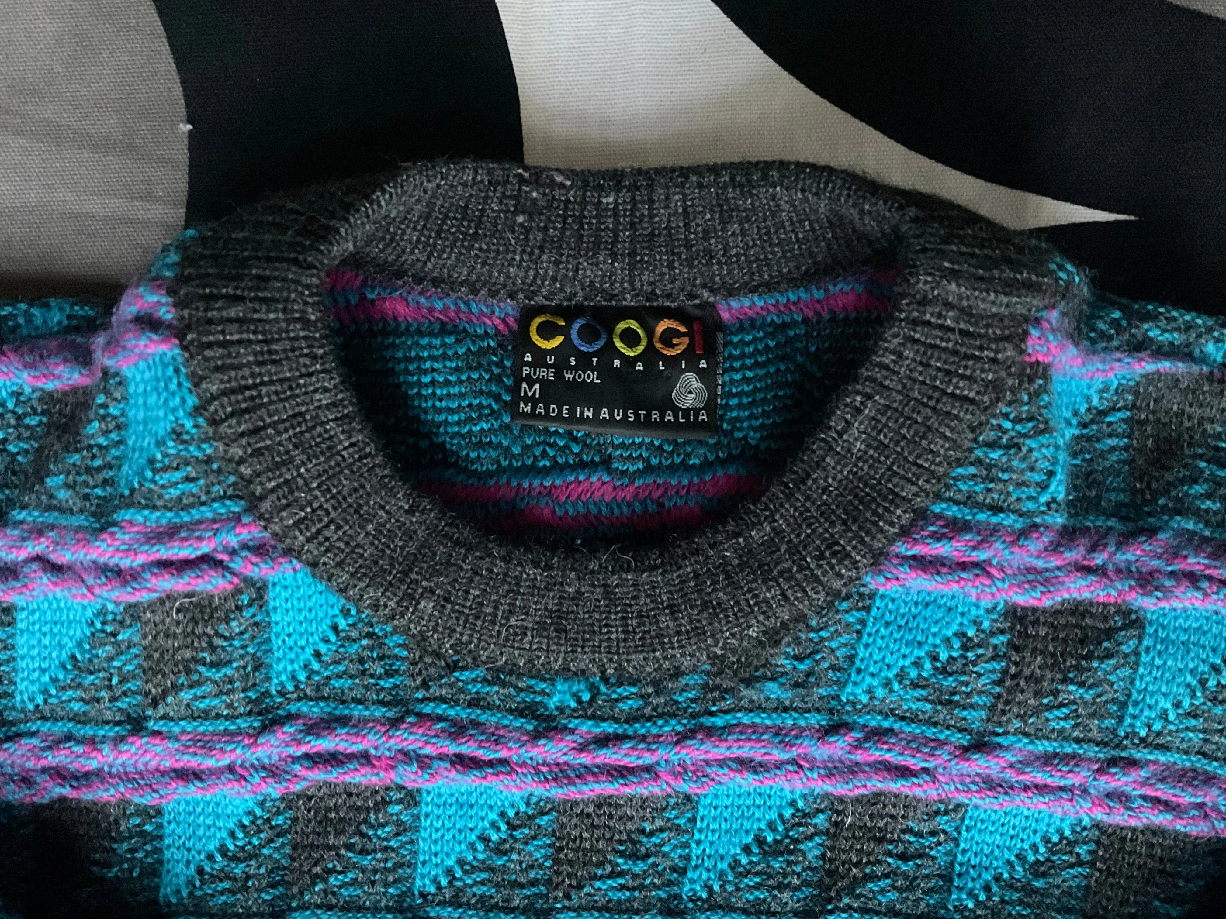 Vintage Coogi 3D knitted pure wool jumper, Medium.