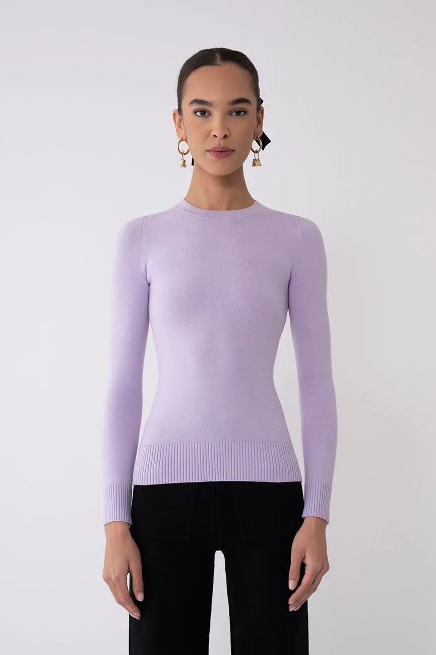 Violet Peachskin Long Sleeve Crew Neck