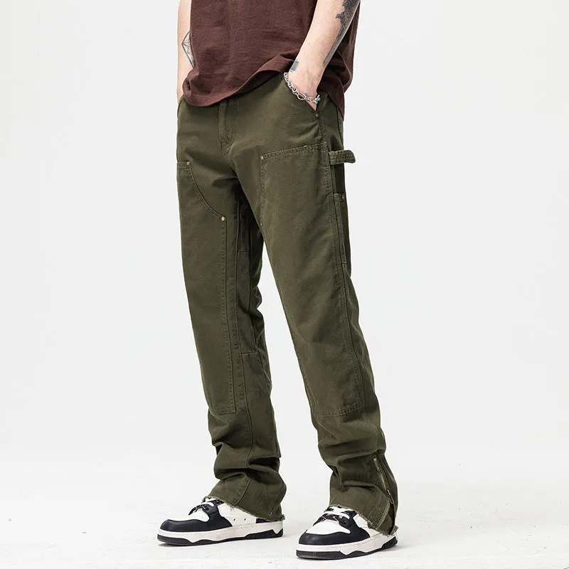 Washed Trousers Casual Loose Straight Pants American Vibe Style Drooping Wide-Leg Pants Men's Loose Cargo Jeans