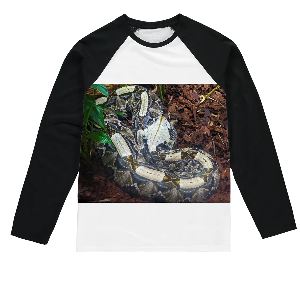 White Snake Sublimation Baseball Long Sleeve T-Shirt