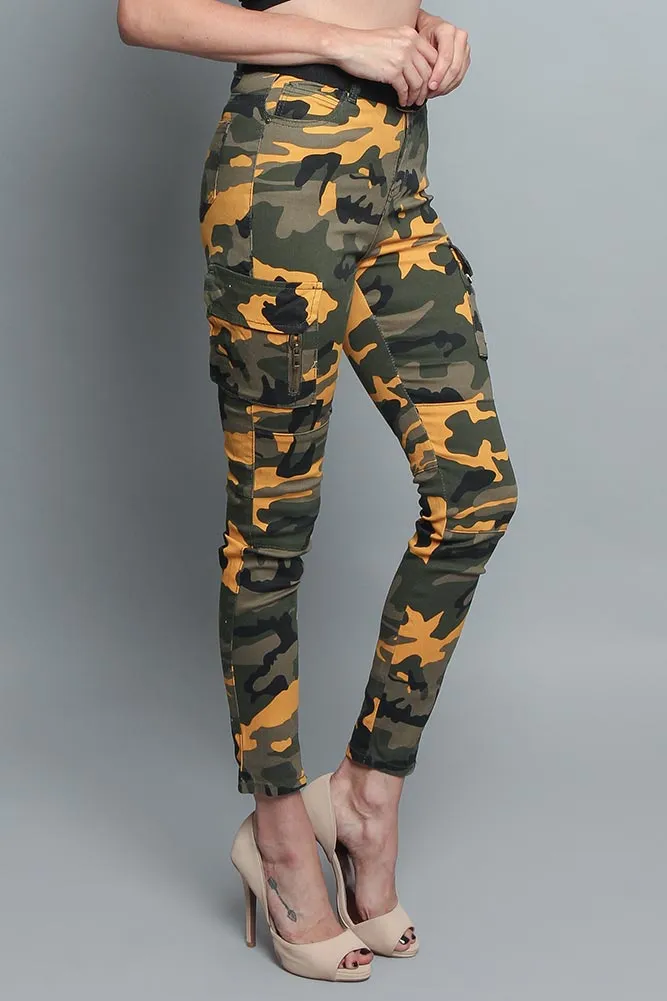 Women's Cargo Color Camo Skinny Pants