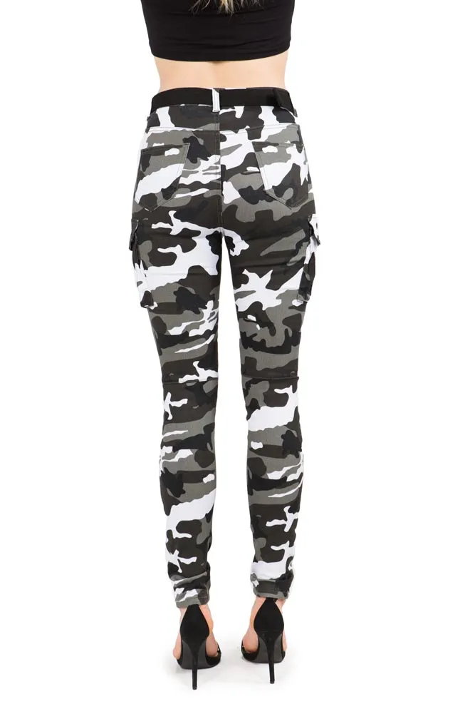 Women's Cargo Color Camo Skinny Pants