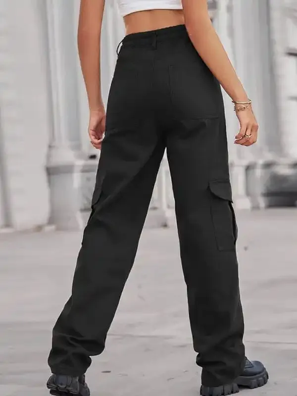 Women’s Solid Color Cotton Twill Cargo Pants