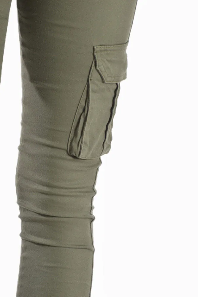 Women's Solid Skinny Cargo Jogger Pants