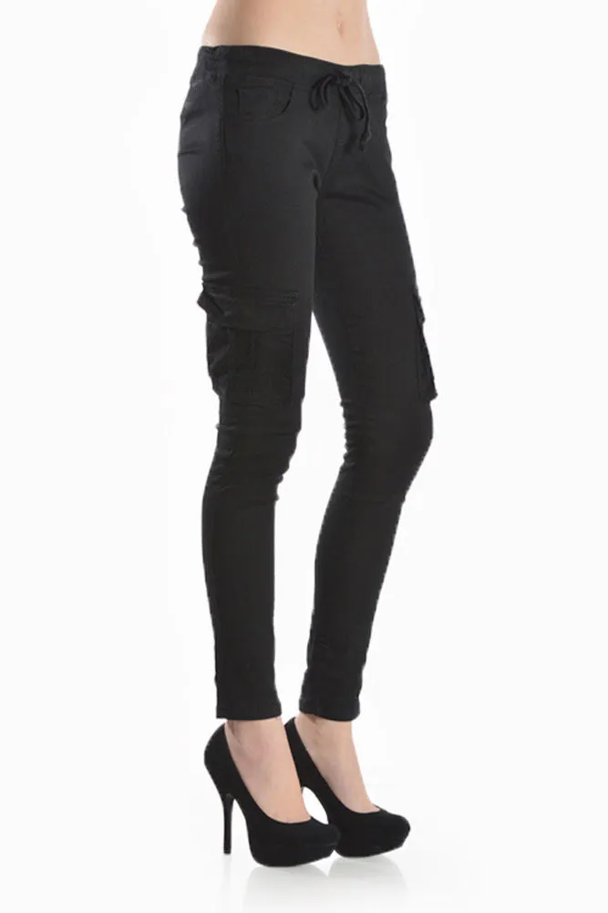 Women's Solid Skinny Cargo Jogger Pants