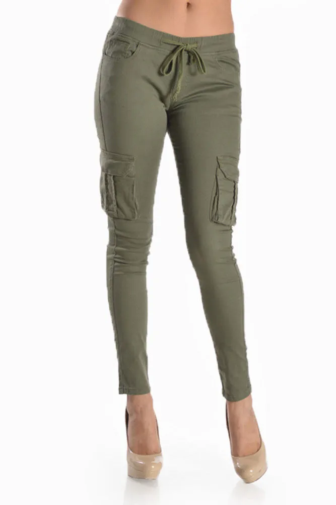 Women's Solid Skinny Cargo Jogger Pants