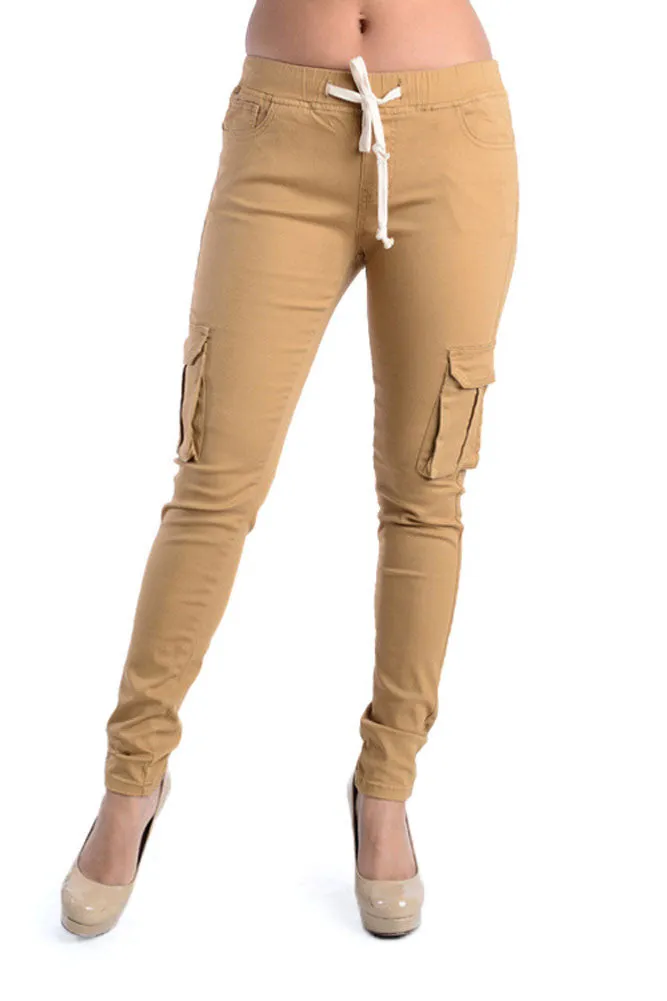 Women's Solid Skinny Cargo Jogger Pants