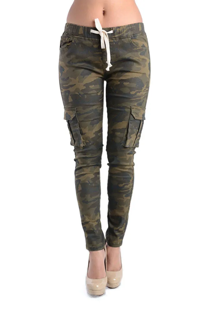 Women's Solid Skinny Cargo Jogger Pants