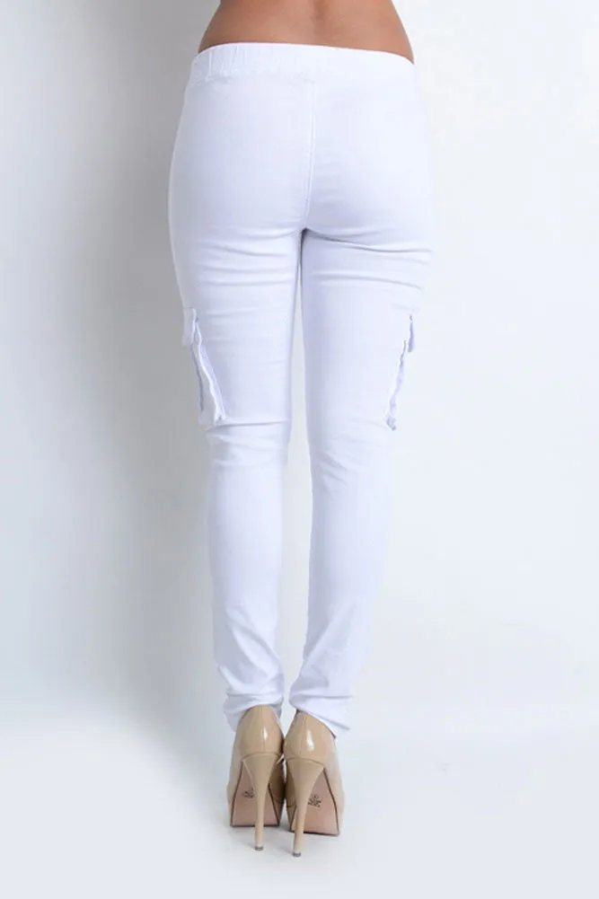 Women's Solid Skinny Cargo Jogger Pants