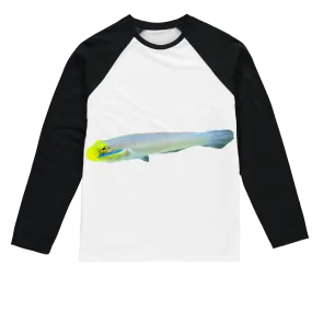 Yellow and White Fish Sublimation Baseball Long Sleeve T-Shirt